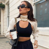 Romana – Gestrickter Rollkragenpullover mit kurzem Oberteil