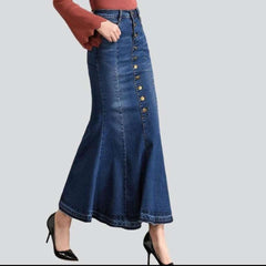 Fishtail jeans skirt with buttons