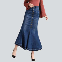 Fishtail jeans skirt with buttons