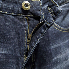 Dark wash men ripped jeans
