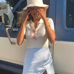 Talisha – Geripptes Crop-Top aus Baumwolle