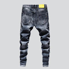 Washed men ripped jeans