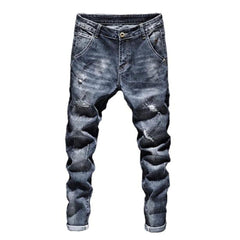 Washed men ripped jeans