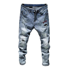 Light blue ripped men jeans