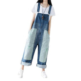 Contrast color women denim overall