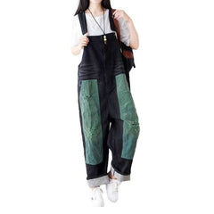 Contrast color women denim overall