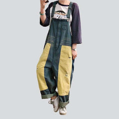 Contrast color women denim overall