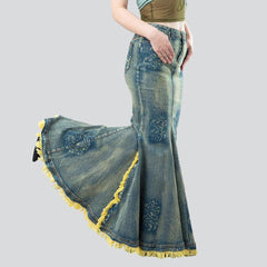 Falda vaquera vintage de sirena para mujer
