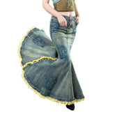 Falda vaquera vintage de sirena para mujer