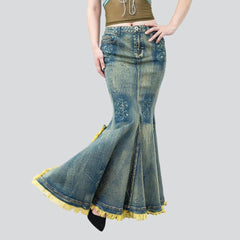Falda vaquera vintage de sirena para mujer