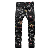 Stilvolle, schwarz lackierte Herrenjeans