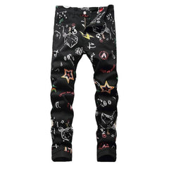 Stilvolle, schwarz lackierte Herrenjeans