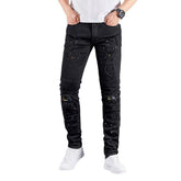Painted ripped men black jeans