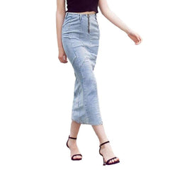 Falda larga de moda azul claro