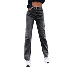 Gerade Jeans mit Schlitz an der Unterseite