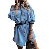 Vestido vaquero holgado y elegante para mujer