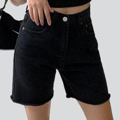 Raw edge straight leg shorts