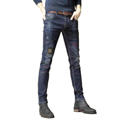 Vaqueros de hombre decorados en azul marino