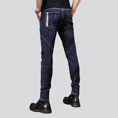 Navy men jeans with zippers