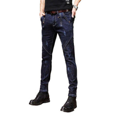 Navy men jeans with zippers