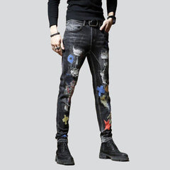 Painted ripped men jeans