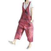 Flower decorated women jeans overall