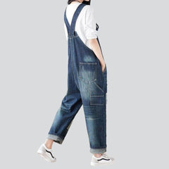 Geflickter zerrissener Damen Jeans Overall