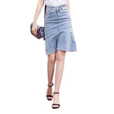 Falda vaquera de sirena hasta la rodilla