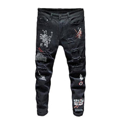 Painted men ripped jeans