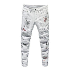 Painted men ripped jeans
