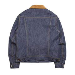 Jeansjacke mit braunem Kragen