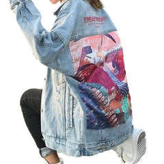 Chaqueta vaquera desgastada pintada para mujer