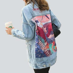Chaqueta vaquera desgastada pintada para mujer