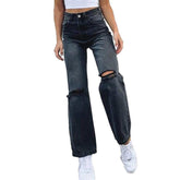 Jeans mit weitem Bein und zerrissenen Knien