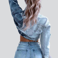 Two color patchwork denim jacket