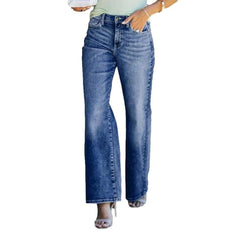 Weite Jeans mit Schnurrbart-Print für Damen