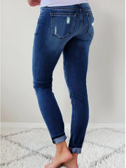 Skinny Jeans mit Rissen und Leopardenmuster