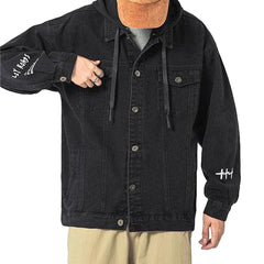 Street style hooded jeans jacket