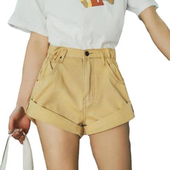 Pantalones cortos vaqueros de pierna ancha para mujer