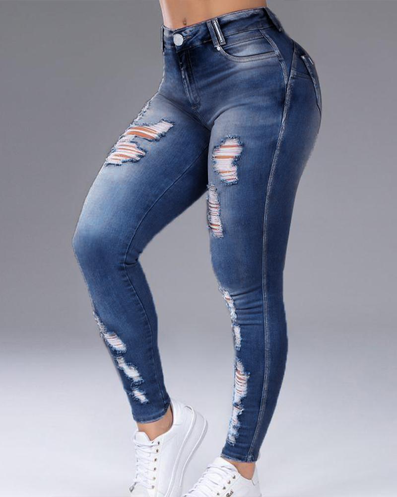 Distressed Butt Lifting Skinny Jeans