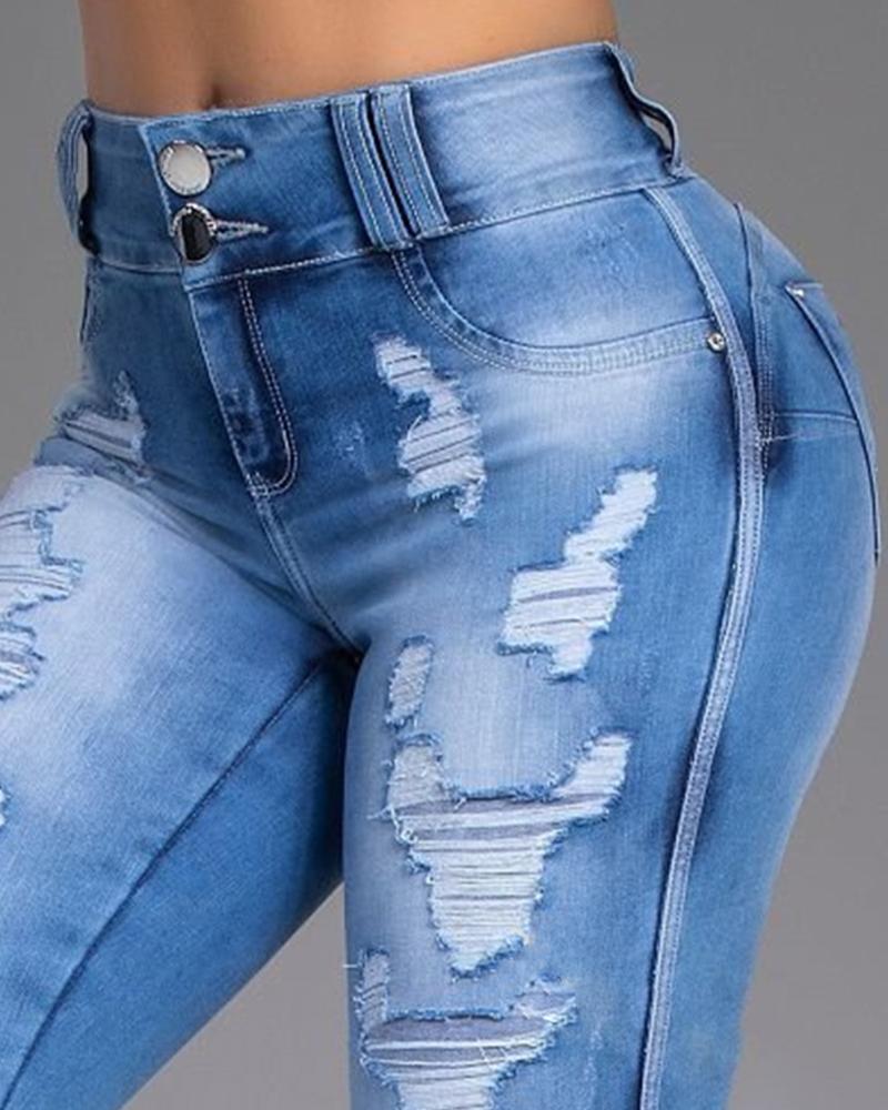 Extreme Distressed High Waist Skinny Jeans