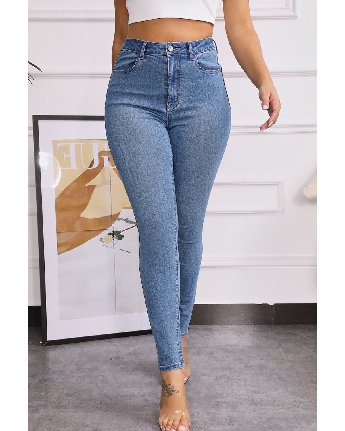 Elastic High Waist Butt Lifting Jeans