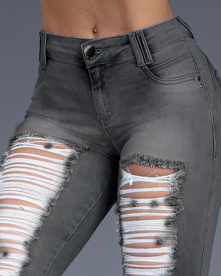 Extreme Distressed Stretch Butt Lifting Skinny Jeans