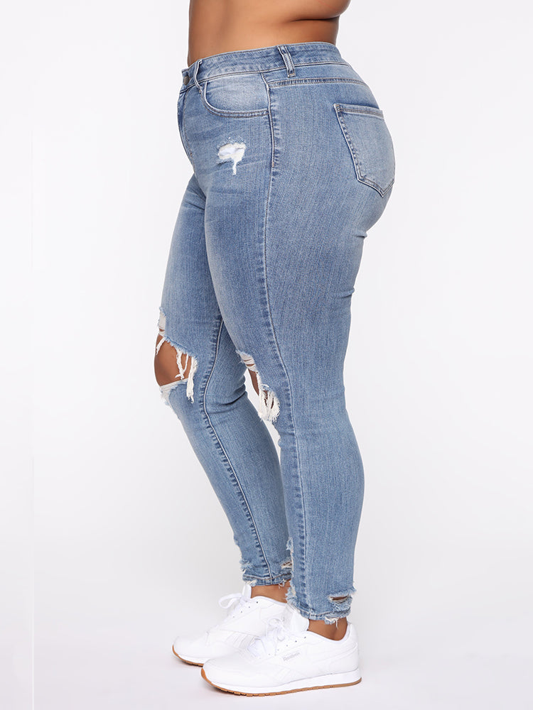 Zerrissene Stretch-Skinny-Jeans