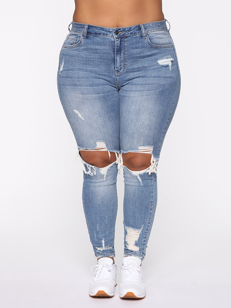Zerrissene Stretch-Skinny-Jeans