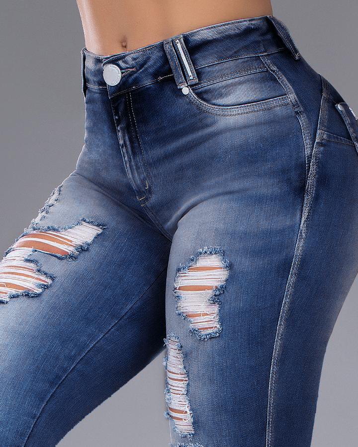 Distressed Butt Lifting Skinny Jeans