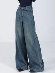 Blaue Vintage Vielseitige High Rise Baggy Boyfriend Jeans