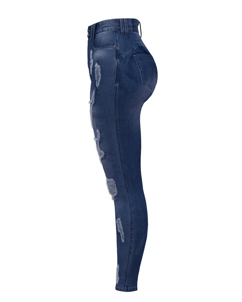 Extreme Distressed High Waist Skinny Jeans