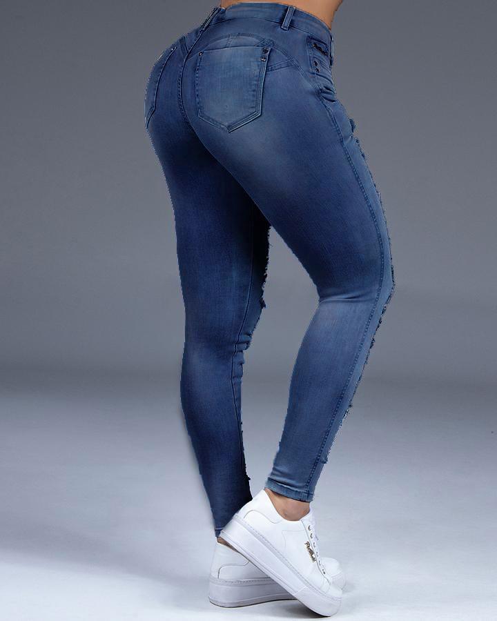 Extreme Distressed Stretch Butt Lifting Skinny Jeans