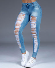 Extreme Distressed Stretch Butt Lifting Skinny Jeans